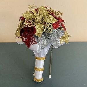 Glitter poinsettia wedding bouquet